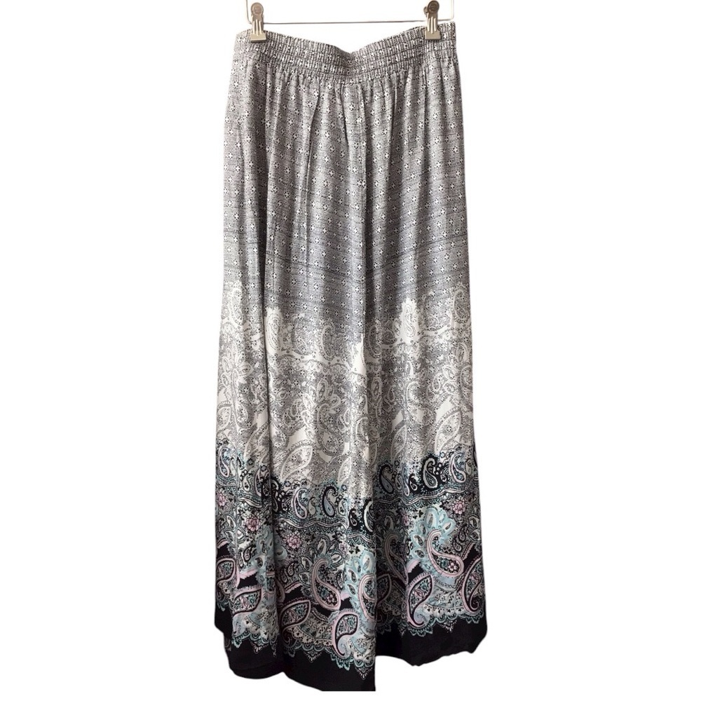 Express Gray and Black Paisley Maxi Skirt